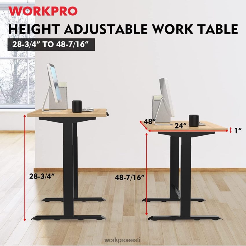 WORKPRO elektriliselt reguleeritava kõrgusega töölaud puidust plaadi ja kahe mootoriga morden 68XH6P5 ladustamine
