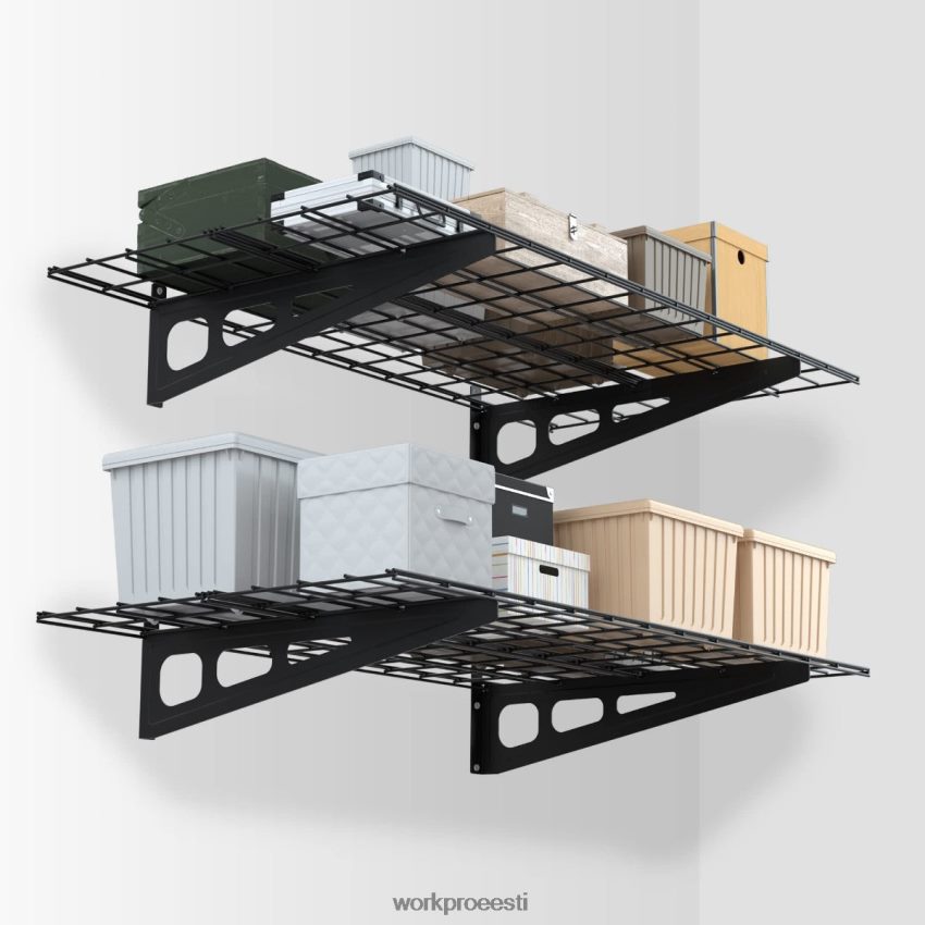WORKPRO 2-pakk 2x4 jalga raskeveokite garaaži seinale kinnitatavad riiulid, kandevõime 400 naela (kokku) must 68XH6P14 ladustamine