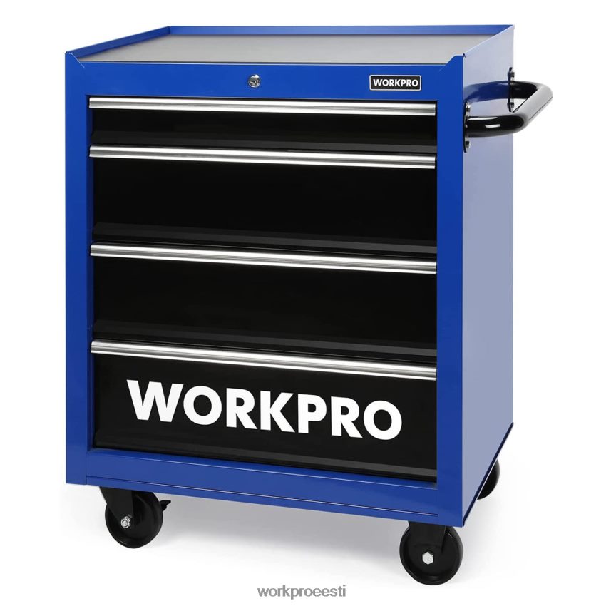 WORKPRO 4 sahtliga tööriistakast, 26-tolline veerevast metallist tööriistade hoiukapp ratastega, lukustussüsteem, sahtli vooder, kandevõime 450 naela morden 68XH6P17 ladustamine