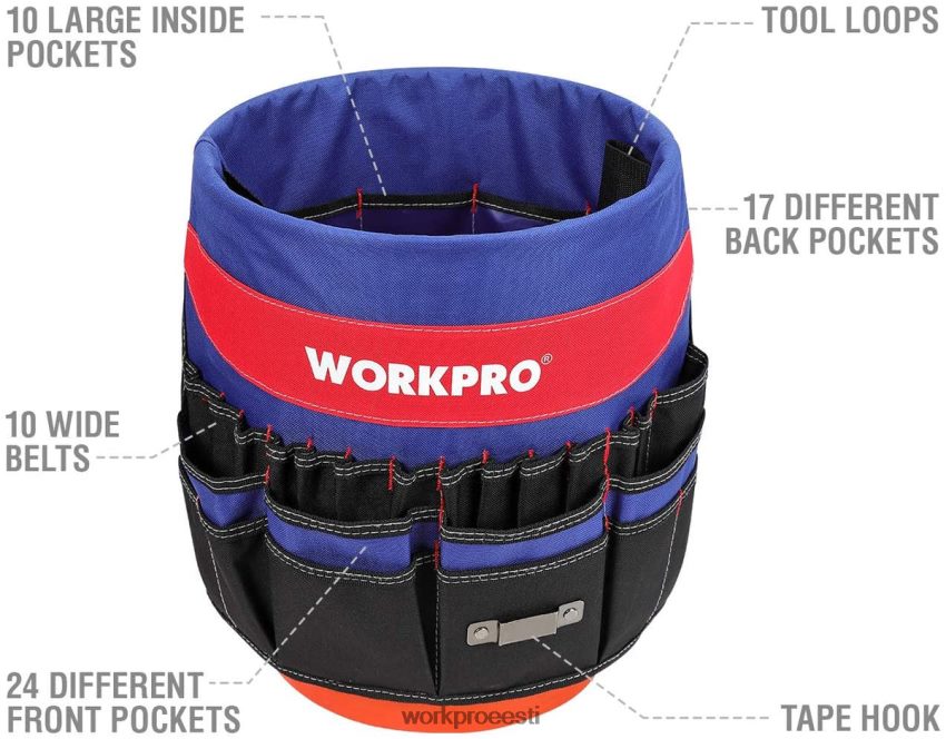 WORKPRO 51 taskuga ämbritööriistade korraldaja (tööriistad välja arvatud) abivalmis 68XH6P20 ladustamine
