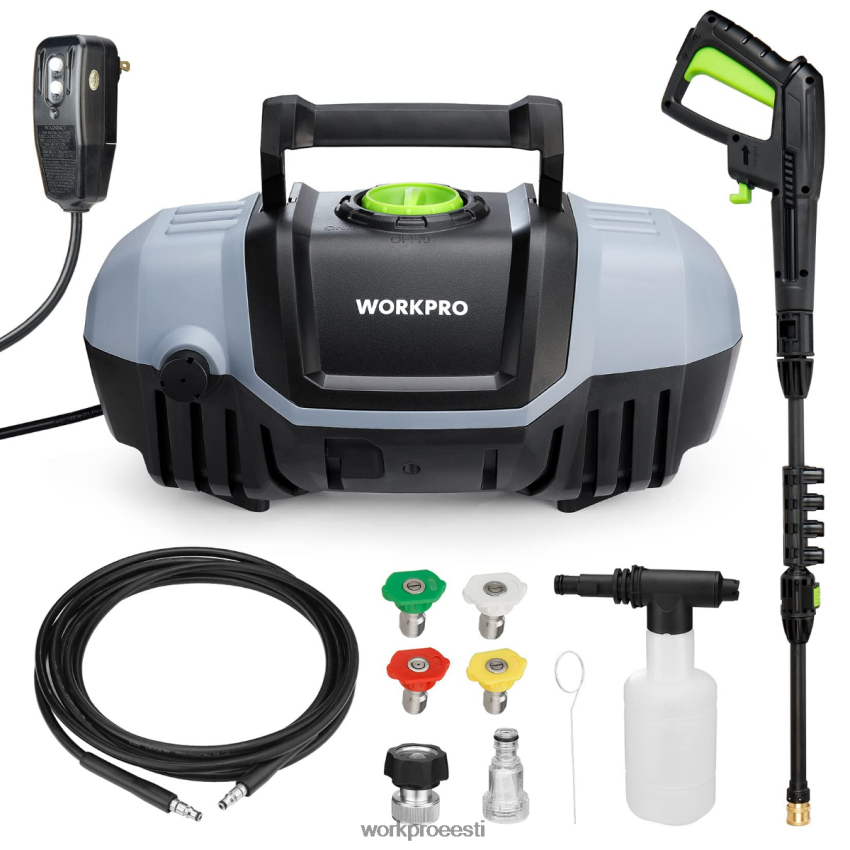 WORKPRO 1900 max psi 1,8 gpm 12-amprine kompaktne elektriline kõrgsurvepesur abivalmis 68XH6P299 tööriist