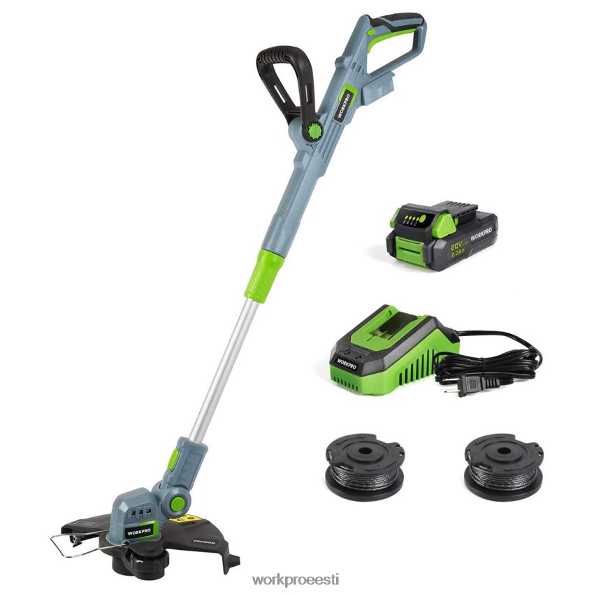 WORKPRO 20 V juhtmeta nööriga trimmer / 12-tolline servalõikur koos 2ah liitiumioonakuga 1-tunnine kiirlaadija 16,4 jalga trimmerinöör kaasas abivalmis 68XH6P293 tööriist