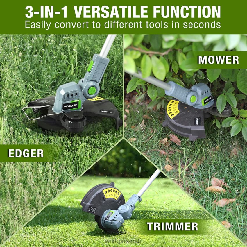 WORKPRO 20 V juhtmeta nööriga trimmer / 12-tolline servalõikur koos 2ah liitiumioonakuga 1-tunnine kiirlaadija 16,4 jalga trimmerinöör kaasas abivalmis 68XH6P293 tööriist