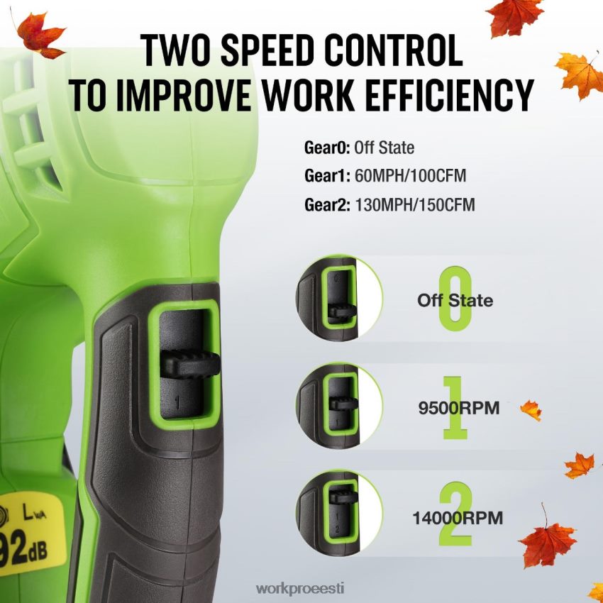 WORKPRO 20 V kerge mini juhtmeta lehepuhur koos aku ja laadijaga, 2-käiguline juhtimine morden 68XH6P303 tööriist