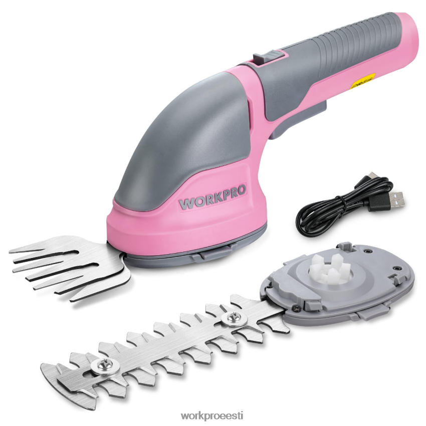 WORKPRO 2-ühes käeshoitav 3,6 V elektriline juhtmeta võsalõikur hekikäärid/rohulõikur roosa/roheline/valge 68XH6P268 tööriist