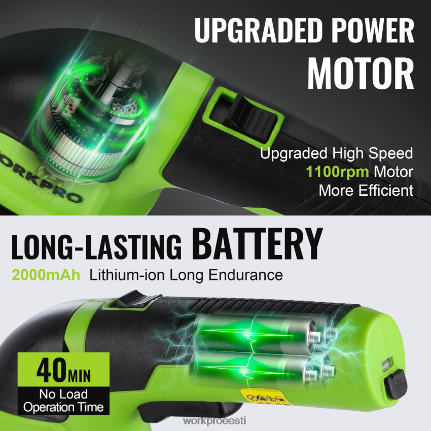 WORKPRO 2-ühes käeshoitav 3,6 V elektriline juhtmeta võsalõikur hekikäärid/rohulõikur roosa/roheline/valge 68XH6P268 tööriist