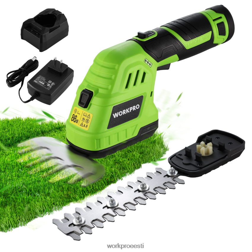 WORKPRO 2 in 1 12 V elektriline juhtmeta hekikääre ja käeshoitav võsalõikur, 2,0ah laetava liitiumioonaku ja 1-tunnise kiirlaadijaga morden 68XH6P301 tööriist