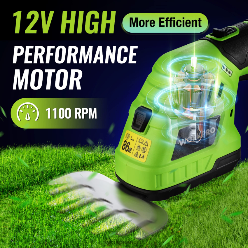 WORKPRO 2 in 1 12 V elektriline juhtmeta hekikääre ja käeshoitav võsalõikur, 2,0ah laetava liitiumioonaku ja 1-tunnise kiirlaadijaga morden 68XH6P301 tööriist