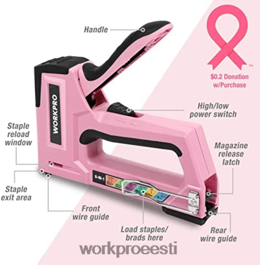 WORKPRO 12 V akutrelli draiveri komplekt ja 103 tk tööriistakomplekt ja 8 tk magnetkruvikeerajate komplekt ja 6-in-1 klambripüstol roosa 68XH6P315 tööriist
