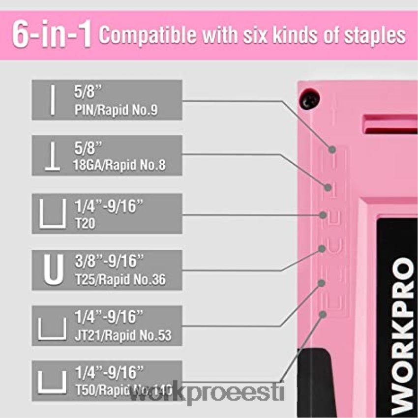 WORKPRO 12 V akutrelli draiveri komplekt ja 103 tk tööriistakomplekt ja 8 tk magnetkruvikeerajate komplekt ja 6-in-1 klambripüstol roosa 68XH6P315 tööriist