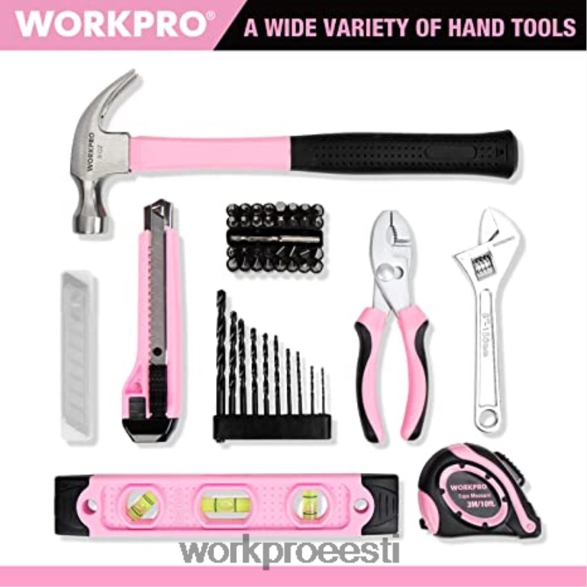 WORKPRO 12 V akutrelli komplekt ja 6-ühes klambripüstol ja 8 tk magnetkruvikeerajate komplekt ja juhtmeta kuumsulamliimi püstol roosa 68XH6P313 tööriist