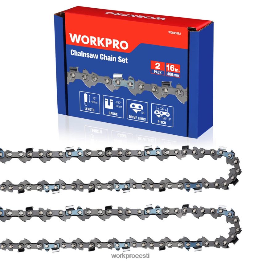 WORKPRO Kahe komplektiga kettsae kett, 3/8" sammuga, 56 veolüliga puidu lõikamise saekett kettsae osade jaoks kasulik 68XH6P204 tööriist
