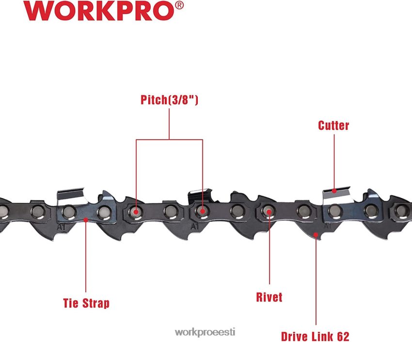 WORKPRO Kahe komplektiga kettsae kett, 3/8
