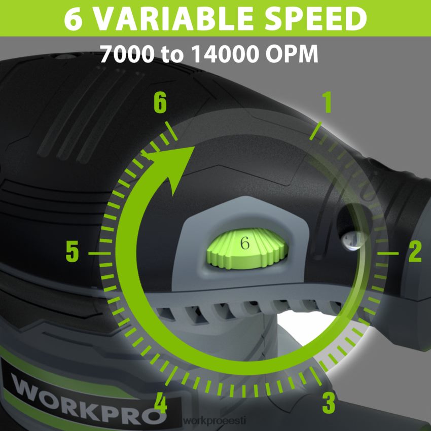 WORKPRO 2,5-amprine elektriline 5-tolline juhusliku orbiidiga lihvimismasin, 6 muutuvat kiirust 7000 kuni 14000 p/min kasulik 68XH6P233 tööriist